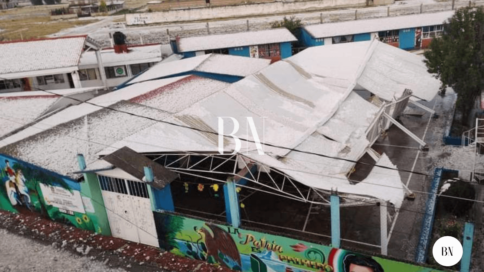 Azotó granizada a Otzolotepec;  dañó techo de una escuela